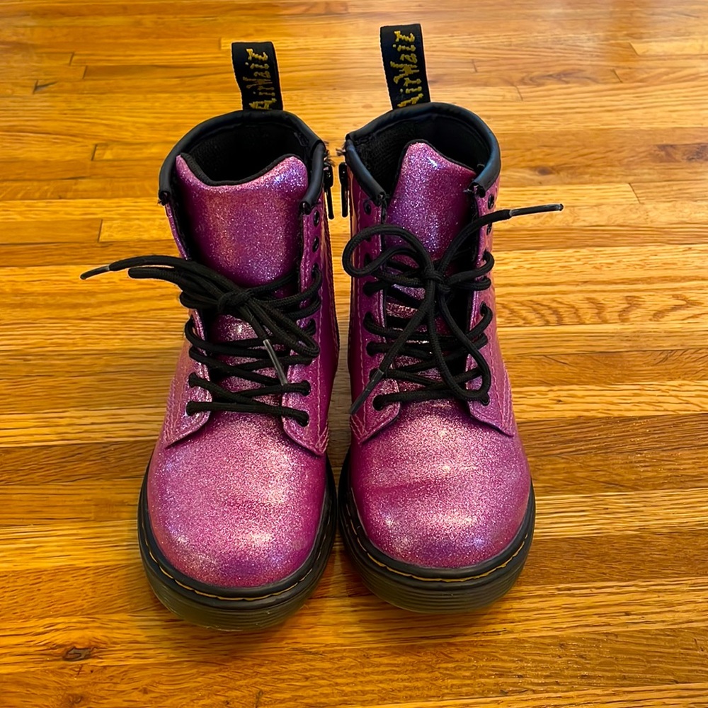 Dr. Martens in glitter purple.  Little kid size US 10.
